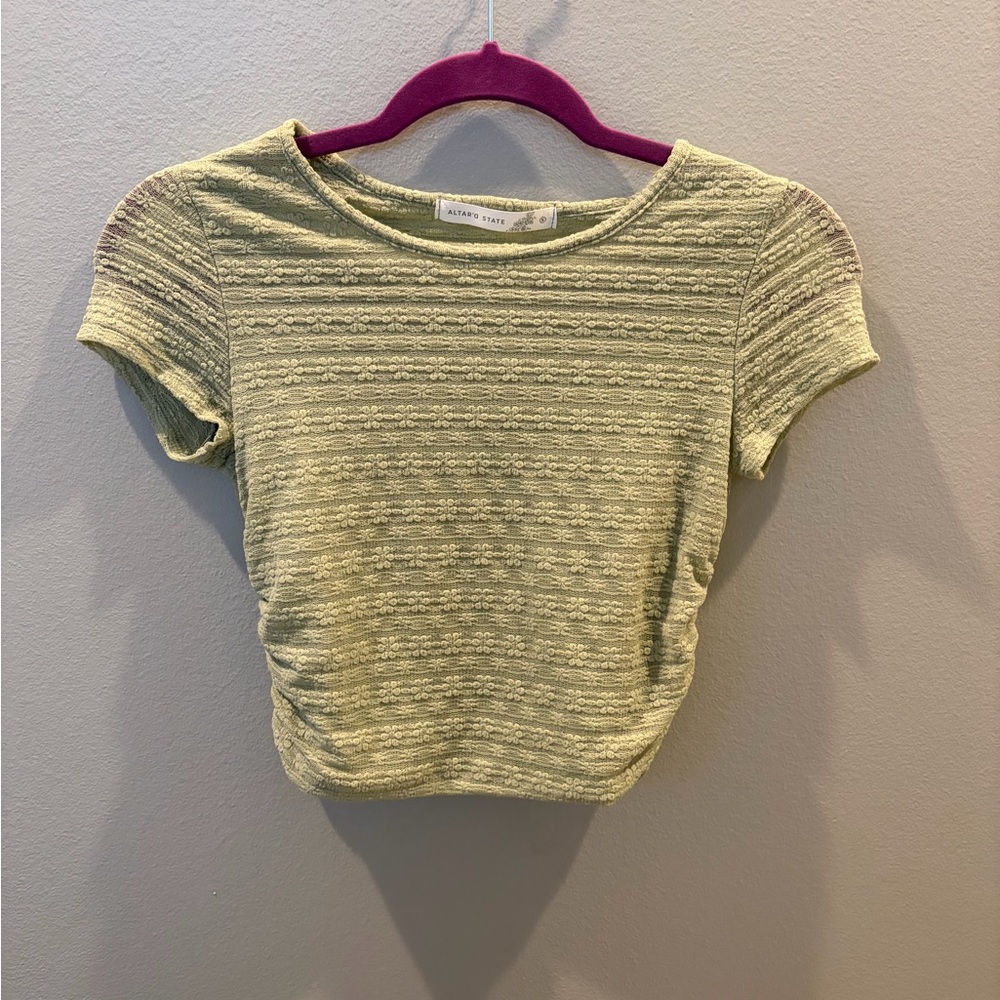 Altar'd State Light Green Textured Crop Top